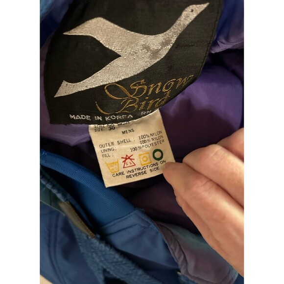 Vintage snowbird Mens Size 30 Winter Snow Pants Overalls Bibs Royal Blue - Picture 4 of 10